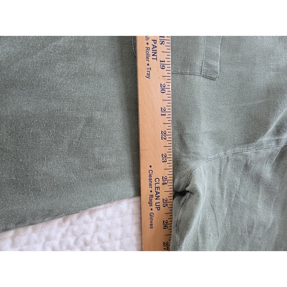 J.Jill Love Linen Button Up Shirt 100% Linen Olive Green Long Sleeve L - Picture 5 of 5
